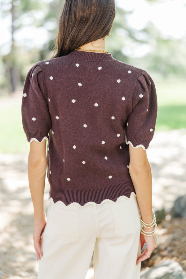 Cover Story Brown Polka Dot Sweater