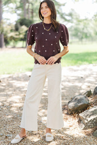 Cover Story Brown Polka Dot Sweater