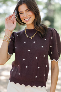 Cover Story Brown Polka Dot Sweater
