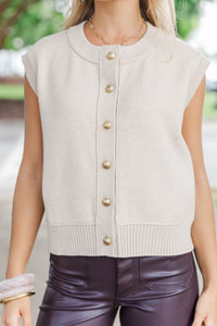 Daily Wear Taupe Sleeveless Cardigan