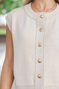 Daily Wear Taupe Sleeveless Cardigan