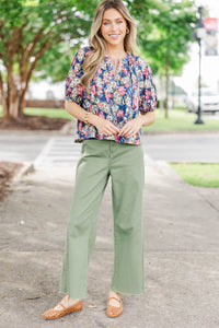 Finders Keepers Navy Floral Blouse