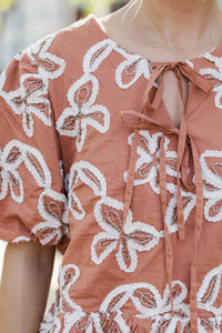 Gallery View Orange Embroidered Floral Blouse