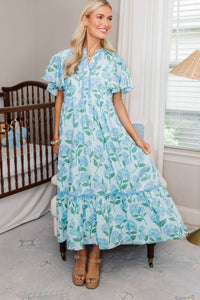 NURSING COLLECTION: Delicate Daze Light Blue Floral Midi Dress