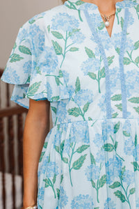 NURSING COLLECTION: Delicate Daze Light Blue Floral Midi Dress