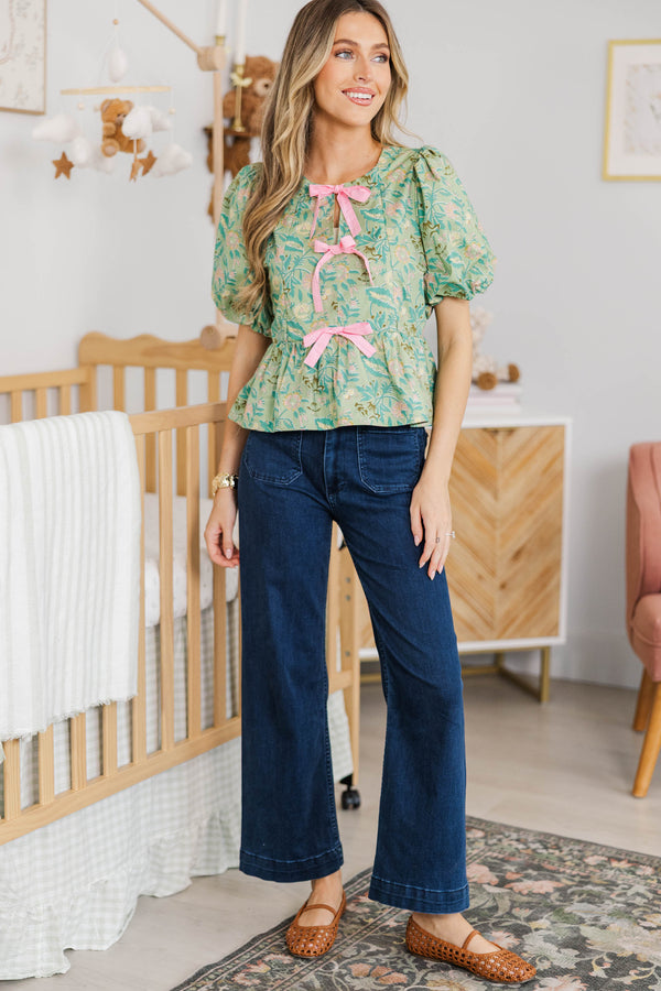 NURSING COLLECTION: Sweet Intentions Green Floral Blouse