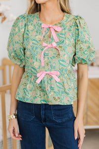 NURSING COLLECTION: Sweet Intentions Green Floral Blouse