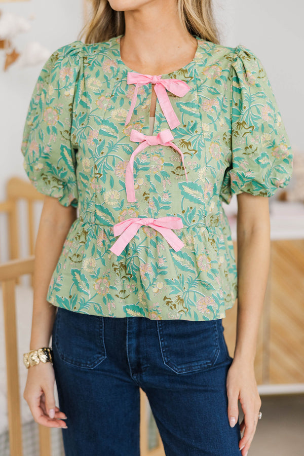 NURSING COLLECTION: Sweet Intentions Green Floral Blouse