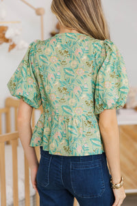 NURSING COLLECTION: Sweet Intentions Green Floral Blouse