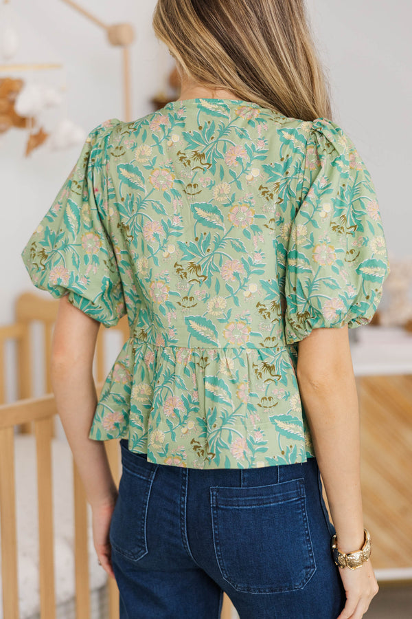 NURSING COLLECTION: Sweet Intentions Green Floral Blouse