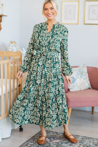 NURSING COLLECTION: Quiet Season Green Floral Midi Dress
