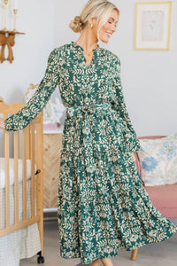 NURSING COLLECTION: Quiet Season Green Floral Midi Dress