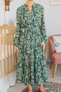 NURSING COLLECTION: Quiet Season Green Floral Midi Dress
