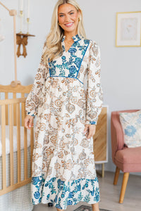 NURSING COLLECTION: Gathered Memories Brown Floral Midi Dress