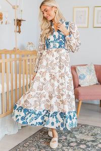 NURSING COLLECTION: Gathered Memories Brown Floral Midi Dress