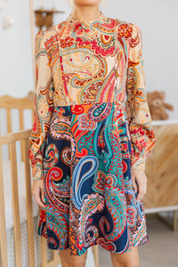 NURSING COLLECTION: Golden Mood Navy Paisley Dress