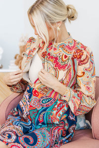 NURSING COLLECTION: Golden Mood Navy Paisley Dress