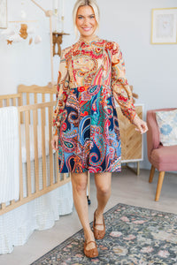 NURSING COLLECTION: Golden Mood Navy Paisley Dress