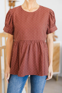 NURSING COLLECTION: The Good Find Brown Polka Dot Blouse