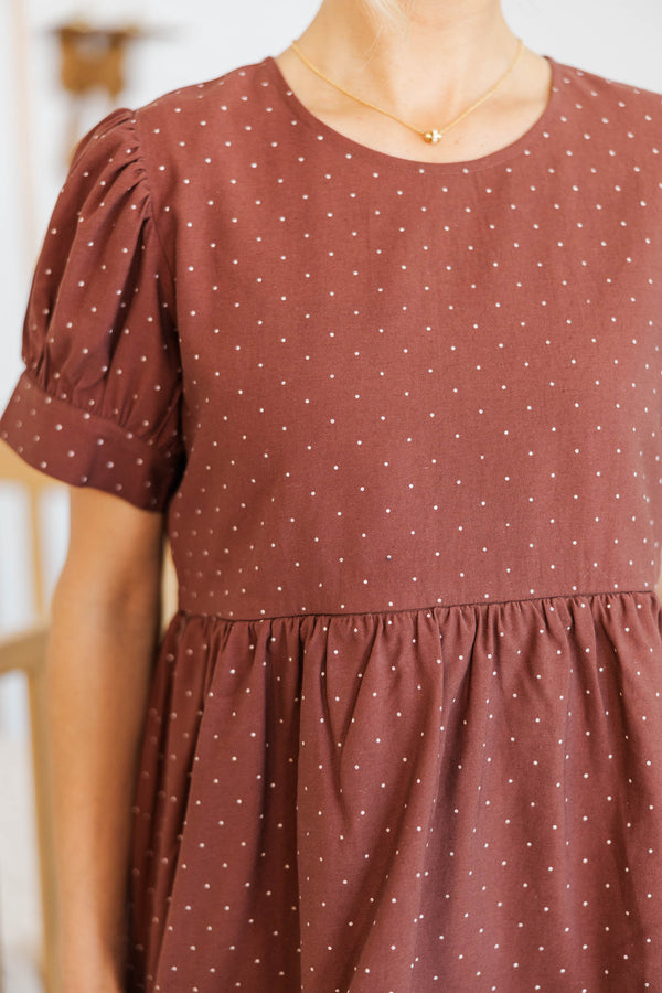 NURSING COLLECTION: The Good Find Brown Polka Dot Blouse