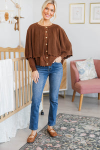 NURSING COLLECTION: Wrapped in Style Brown Cape Sweater