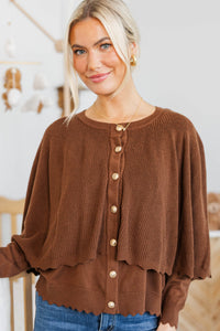 NURSING COLLECTION: Wrapped in Style Brown Cape Sweater