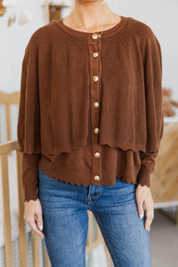 NURSING COLLECTION: Wrapped in Style Brown Cape Sweater