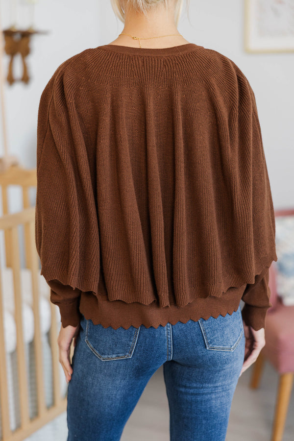 NURSING COLLECTION: Wrapped in Style Brown Cape Sweater