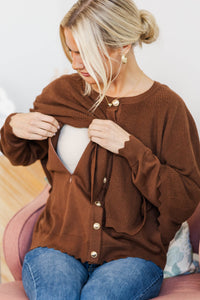 NURSING COLLECTION: Wrapped in Style Brown Cape Sweater