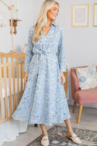 NURSING COLLECTION: About Time Blue Eyelet Midi Dress