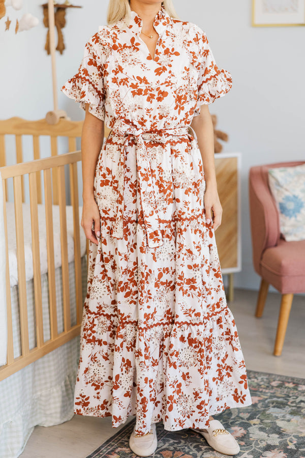 NURSING COLLECTION: The Victorious Rust Eyelet Maxi Dress