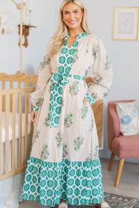 NURSING COLLECTION: Came To Play Taupe Medallion Floral Maxi Dress