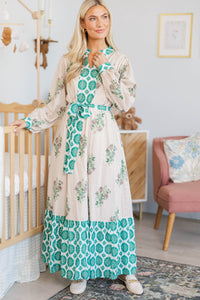 NURSING COLLECTION: Came To Play Taupe Medallion Floral Maxi Dress