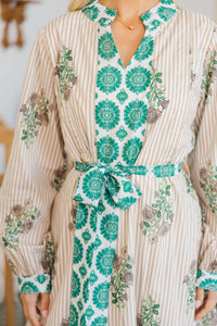 NURSING COLLECTION: Came To Play Taupe Medallion Floral Maxi Dress
