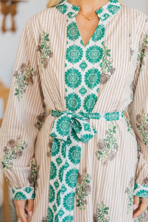 NURSING COLLECTION: Came To Play Taupe Medallion Floral Maxi Dress