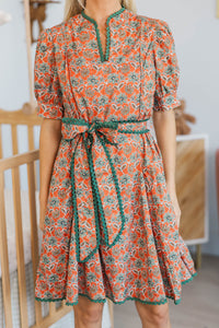 NURSING COLLECTION: Classy Intentions Rust Medallion Dress