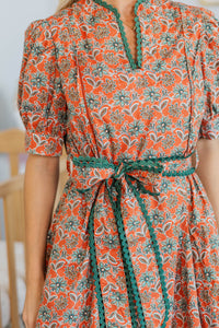 NURSING COLLECTION: Classy Intentions Rust Medallion Dress