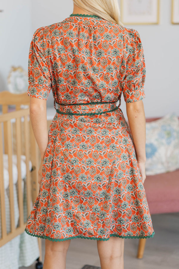 NURSING COLLECTION: Classy Intentions Rust Medallion Dress