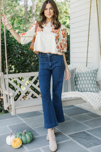 THML: Sunday Mood Cream Floral Embroidery Blouse