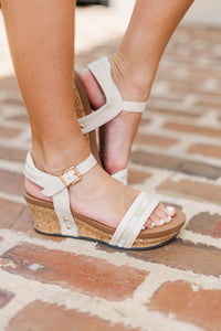 Girls: Fancy Footwork Cream Wedges