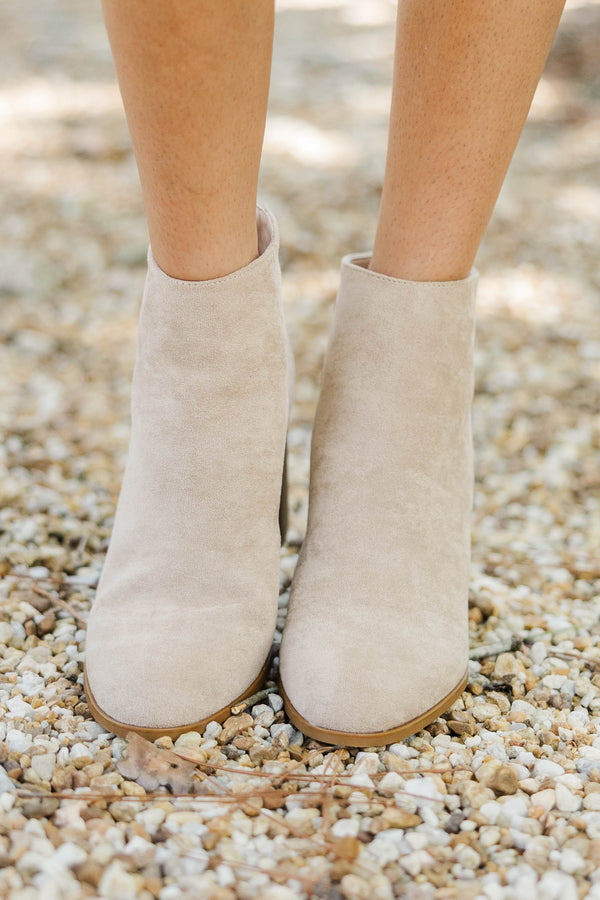 Front Row Cream Block Heel Booties
