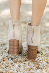 Front Row Cream Block Heel Booties