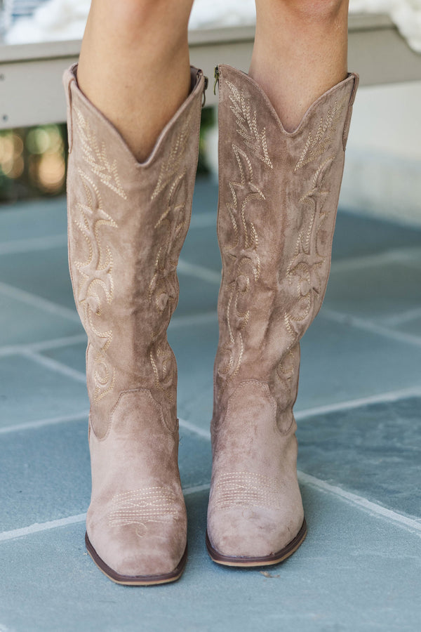 Scenic Route Taupe Tall Cowboy Boots