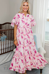 NURSING COLLECTION: Delicate Daze Pink Eyelet Midi Dress