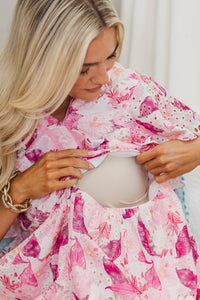 NURSING COLLECTION: Delicate Daze Pink Eyelet Midi Dress