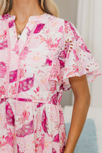 NURSING COLLECTION: Delicate Daze Pink Eyelet Midi Dress