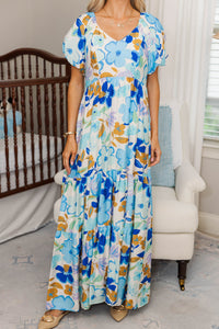 NURSING COLLECTION: Falling In Love Blue Floral Maxi Dress