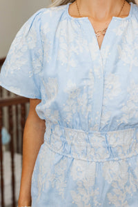 NURSING COLLECTION: Moment By Moment Light Blue Embroidered Romper