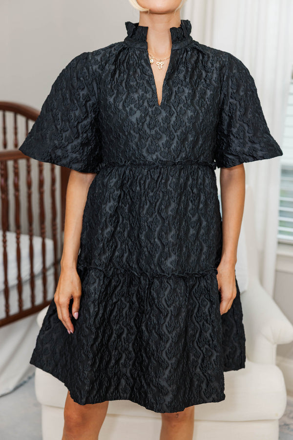 NURSING COLLECTION: Feeling Your Best Black Textured Dress