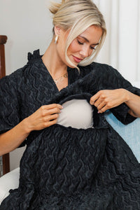 NURSING COLLECTION: Feeling Your Best Black Textured Dress